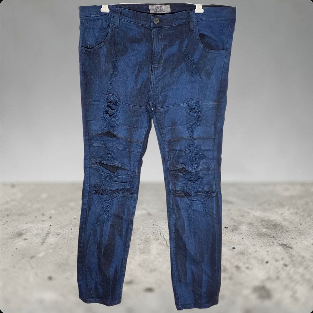 Golden Denim Men's Size 40 Distressed Dark Wash Jeans USA